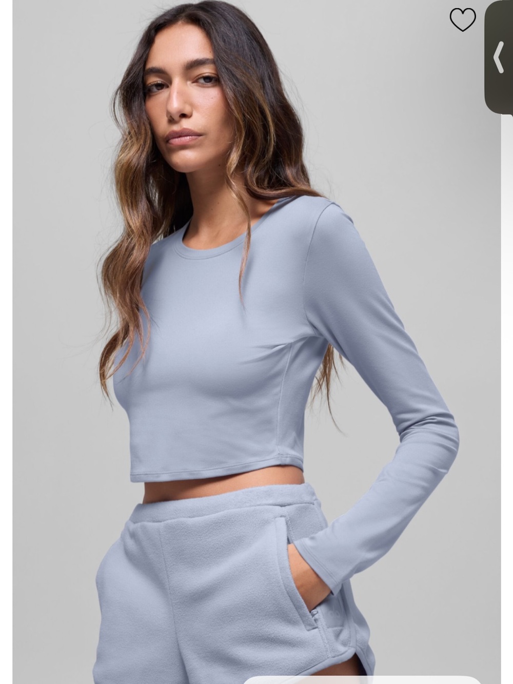 Alo Yoga Alosoft Crop Finesse Long Sleeve Winter Frost Size Medium